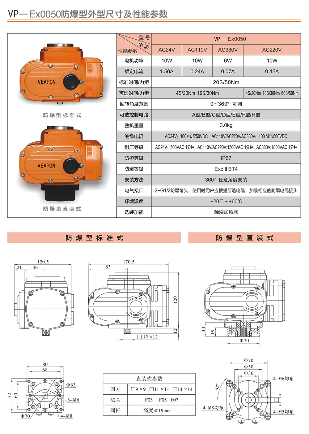 VEAPON防爆執(zhí)行器參數(shù)